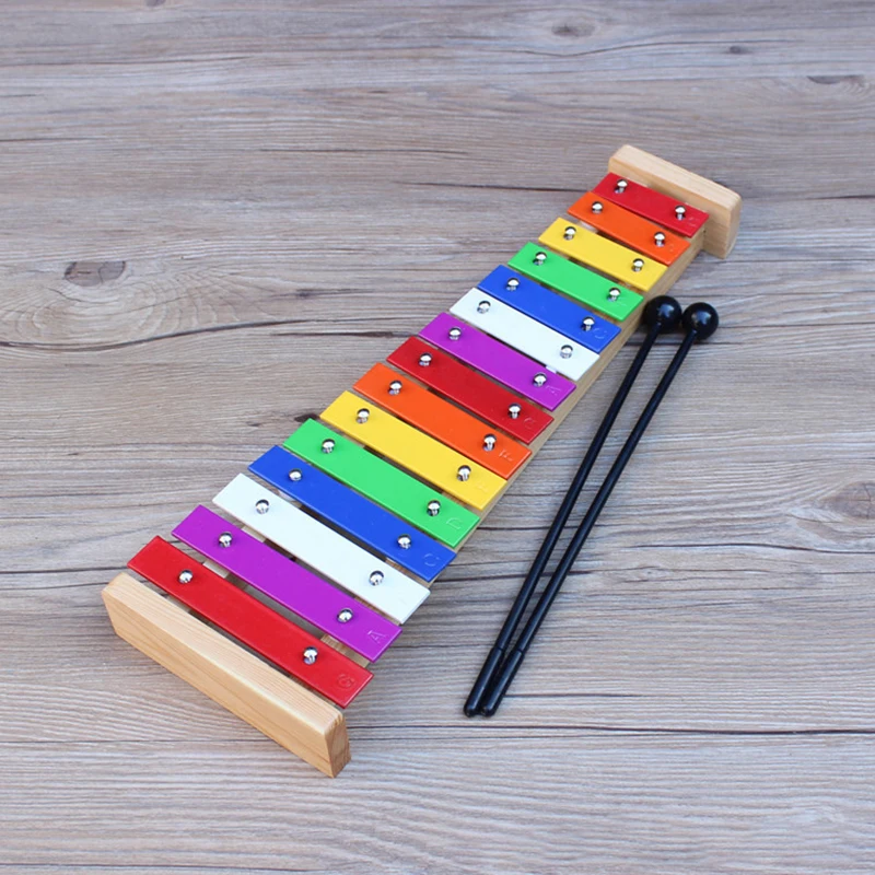 15 Keys Xylophone for Children Orff Musical Keyboard Kalimba Metal Music Instrument Wooden Xylophone For Kids Baby Piano Toy