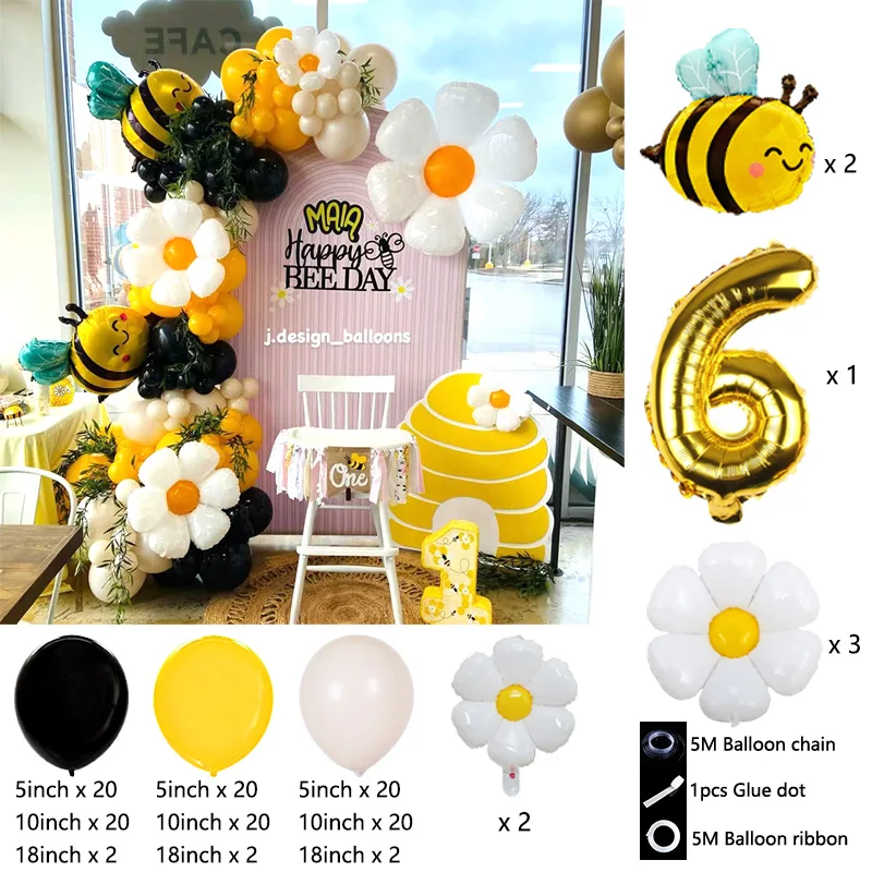 Cartoon Kleine Biene und Freunde Folienballons Bogen-Girlanden-Set Latexballons Zahlenballons Geburtstag Babyparty Geschenke – Detail 16