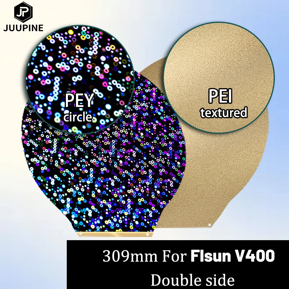 For Flsun V400 Build Plate FLSUN V400 Delta printer round Pei Sheet Bed 309mm Textured PEI Glitter Pey Sheet Pey Circle Magnetic