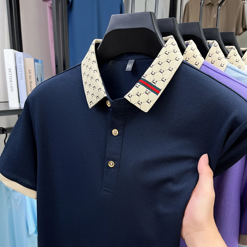 أزياء العلامة التجارية، قميص بولو رجالي راقي بأكما...