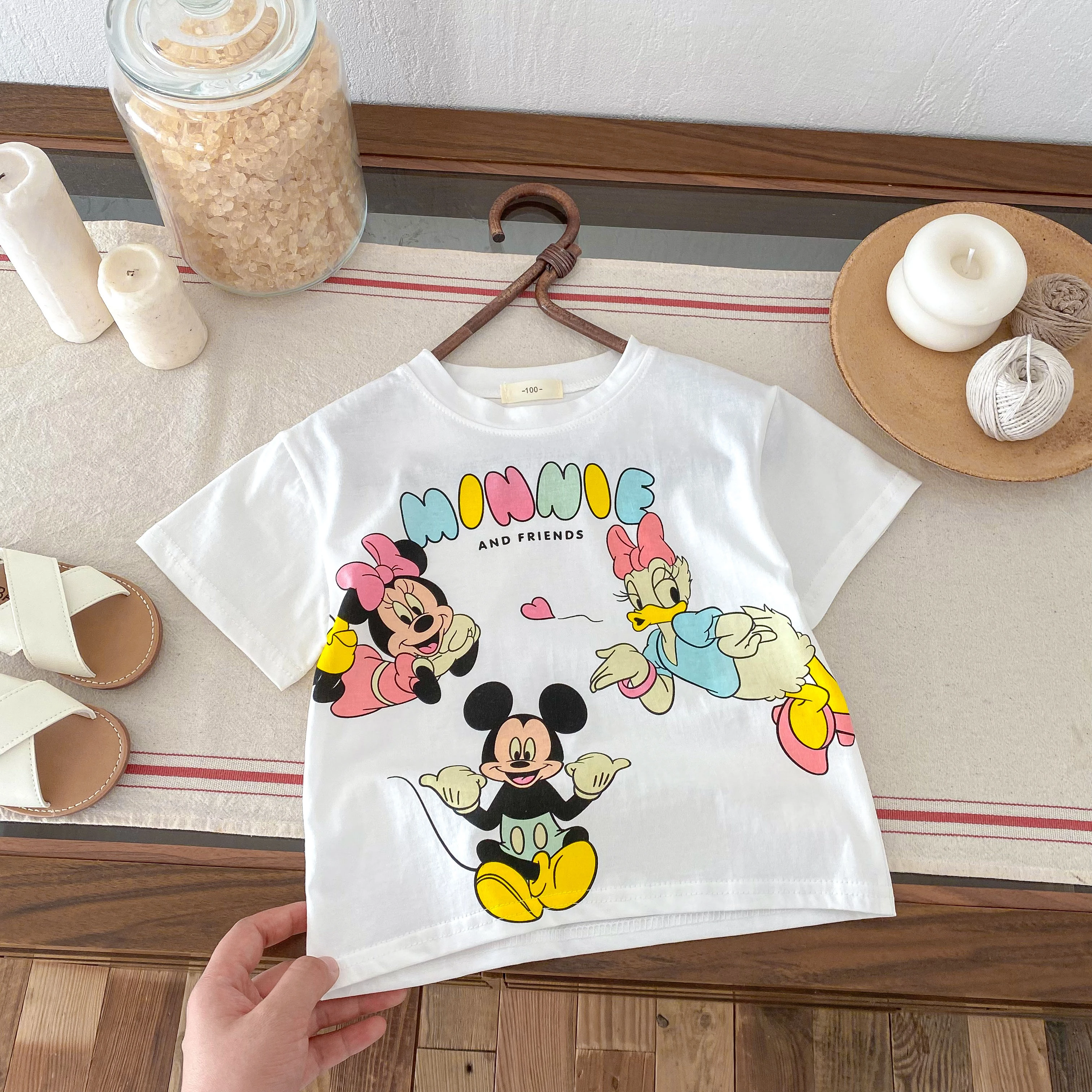 Mickey Mouse Tshirt Cartoon Print Short Sleeve T For Boys And Girls Loose Casual Sports Tops Children Cotton Fashion White Tees 4