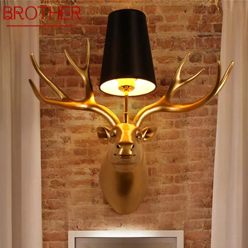 

BROTHER Modern Antlers Wall Lighting Creative Gold LED Indoor Sconce Lamp For Home Decor Living Bedroom Bedside Porch