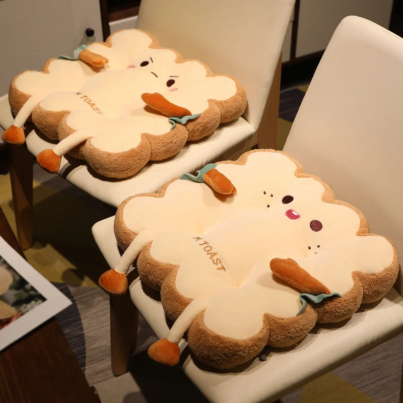 Kawaii Square Toast Sofa Chair Seat Plush Cushion Toy Cute Stuffed Food Round Bread Plushies Pillow Anime Soft Toys Home Decor electric heating pad usb winter thermal chair warmer winter warm mat bed square cushion office chair seat sitting cushion