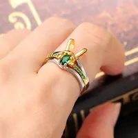 Loki Ring Sets For Women Superhero Thor Green Crystal Matching Crown Helmet Rings Stacking Jewelry Unisex Cosplay Accessories 03 2