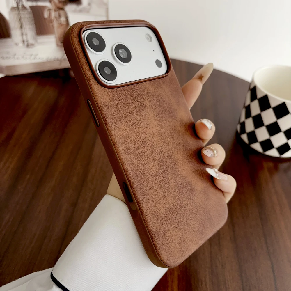 Luxury Solid Color Matte Phone Case with Soft TPU Border & PU Leather Bumper Protection