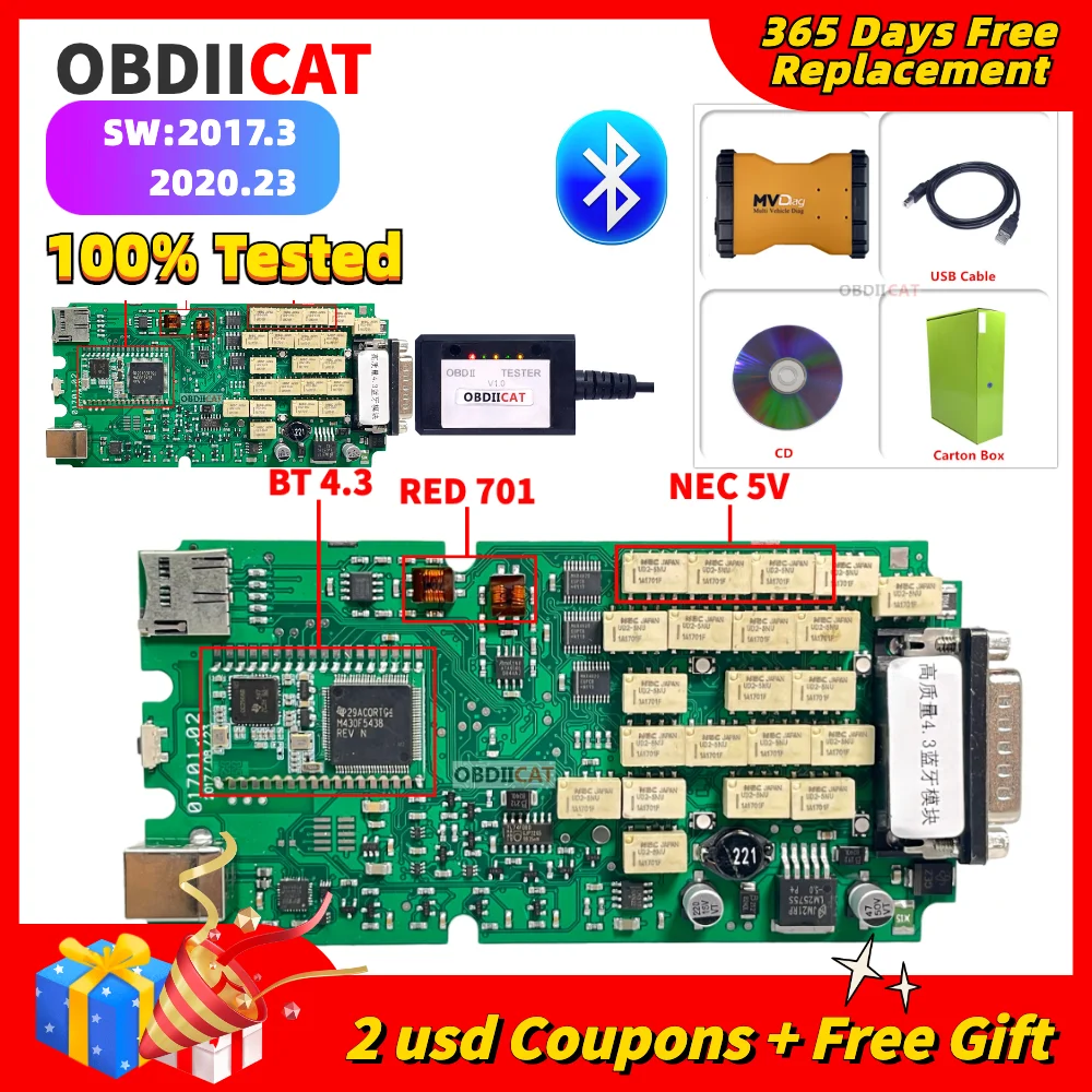 

OBDIICAT A+Quality MVD TCS OBD2 OBD II Multidiag Pro V3.0 MVDIAG 2021.11 / 2020.23 Bluetooth Car/Truck Diagnostic Scanner Tool