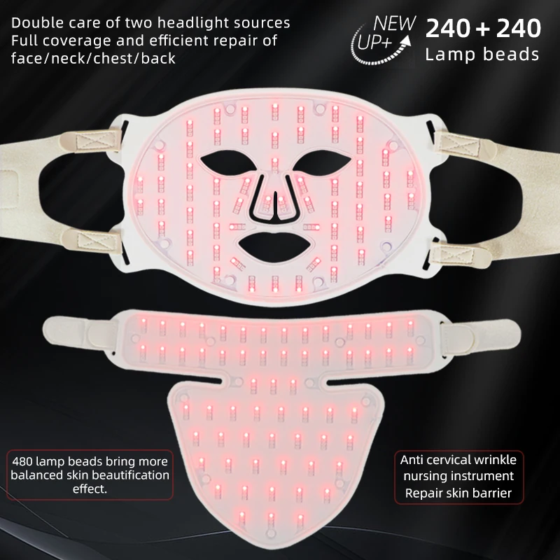 4 Colors LED Light Therapy Face Neck Mask Facial Skin Care Device 630nm 850nm Infrared Red Light Therapy Mask Skin Rejuvenation