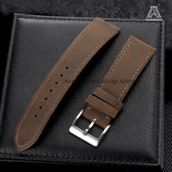 Oil Wax Crazy Horse Leather Watchband - Premium Men's and Women's Wristband - 22mm (Crazy Horse - Brown)