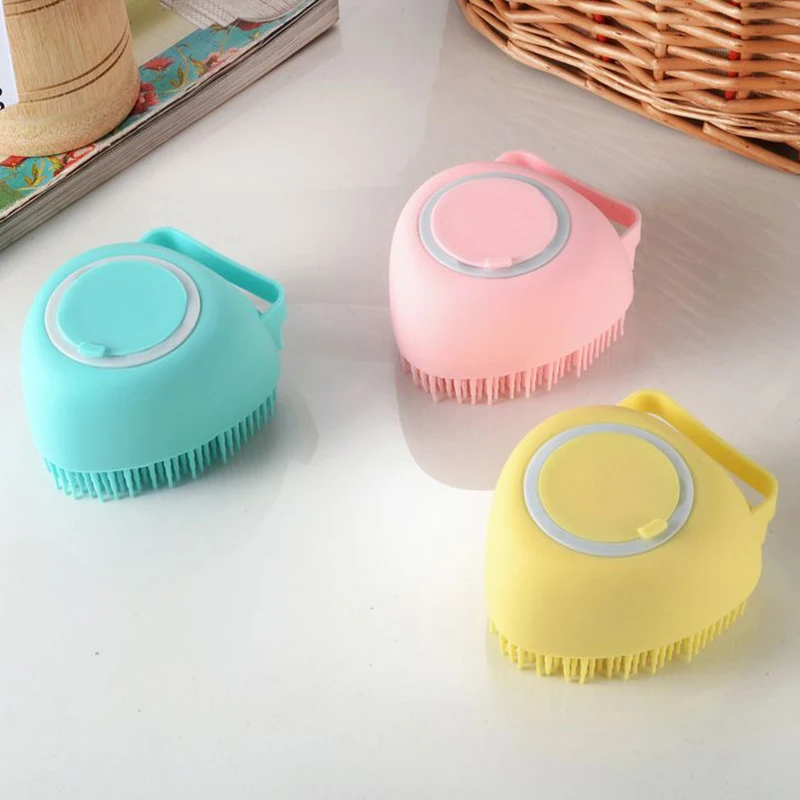 Silicone Pet Bath Brush with Liquid Dispenser – Soft Massage & Grooming Tool for Cats & Dogs