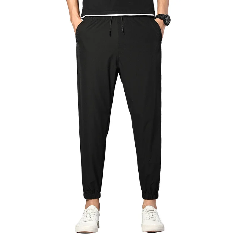 Large Size Summer Casual Pants With Small Leg Plus Size Cropped Solid Color Pants M-8XL
