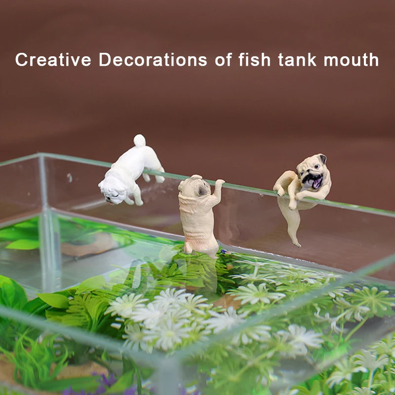 Creative Dog Ornaments for Aquarium Fish Tank Simulation Resin Cartoon Climbing Dogs Pendant Fish Tank Wall Landscaping Decor