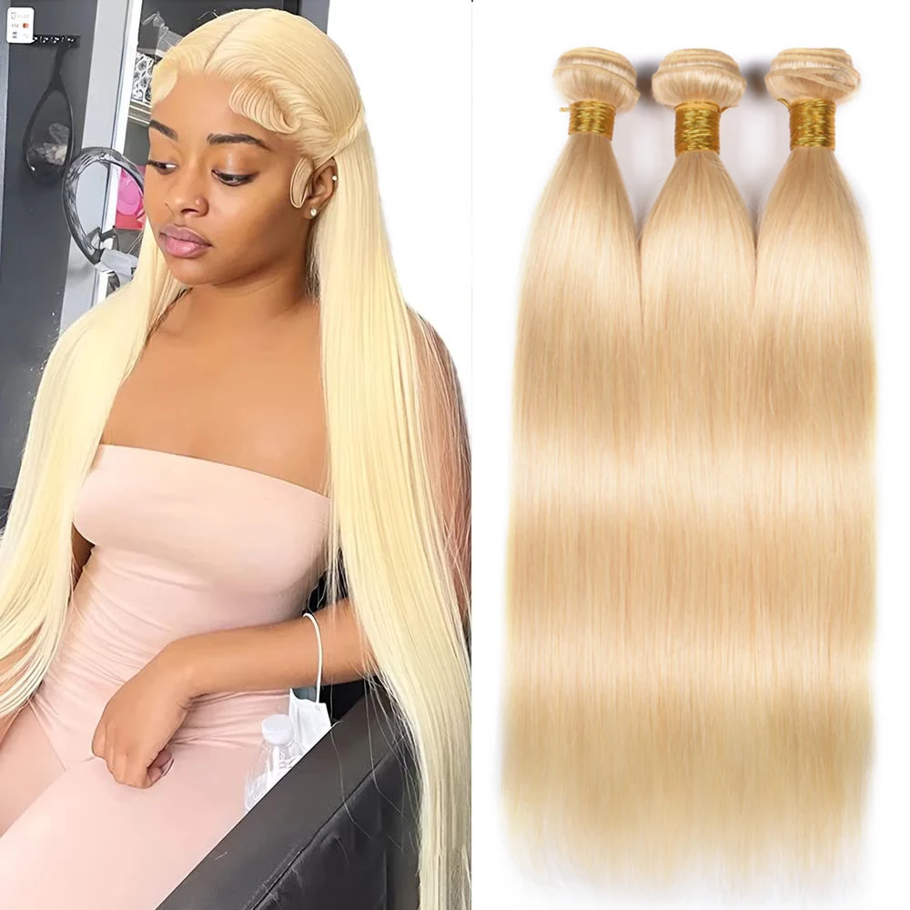 

613 Bundles Straight Human Hair 10-30 Inch Brazilian 10A Remy Human Hair Extension Honey Blonde Bundles 1/3/4 pcs Free Shipping