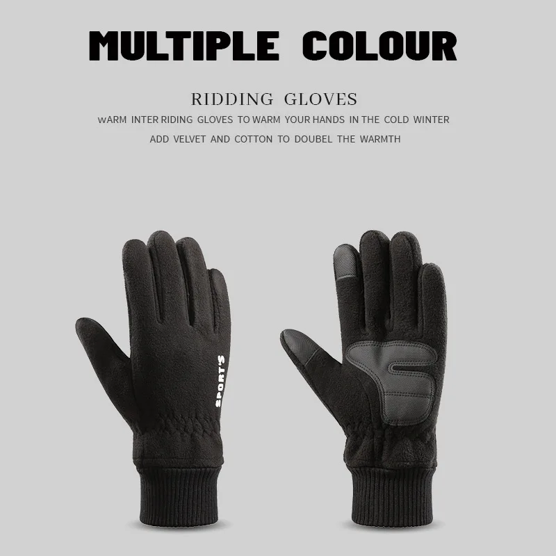 Men Women Winter Polar Fleece Silica Gel Non Slip Touch Screen Skiing Mitten Plus Velvet Thick Warm Sport Cycling Glove N52