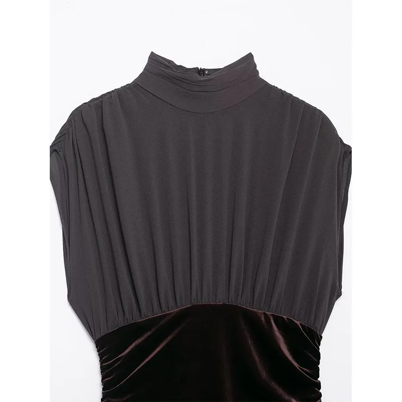 Women's Fashion Velvet Splicing Short Dress Spring Summer New Sleeveless Mini Dresses For Women Slim Night Party Dresses