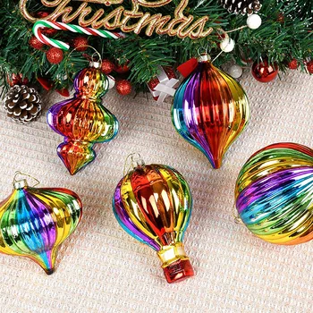 Rainbow Glass Ball Christmas Decoration Christmas Tree Pendant Accessories Store Window Hotel Family Indoor Hanging Gift Navidad