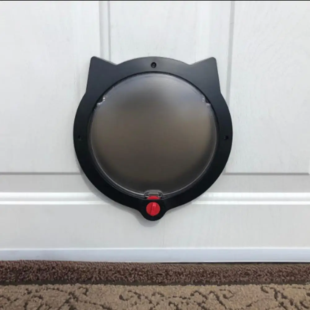 Small Round Cat Door Security ABS Ways Modes Pet Plastic