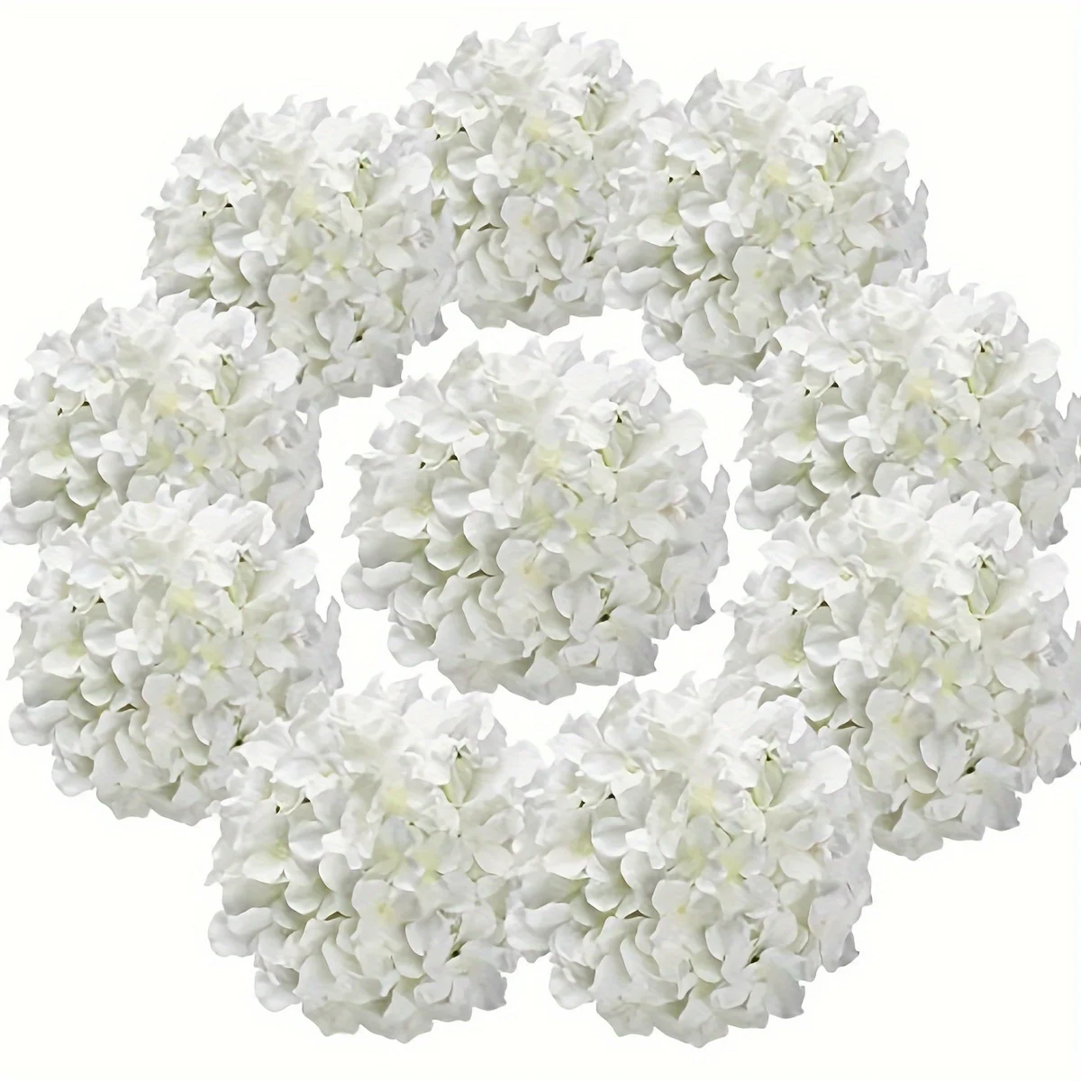 Silk Hydrangea Heads Artificial Flowers 10pcs With Stems For Home Wedding Decor