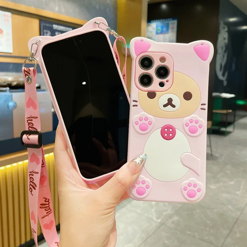 Charming Bear Crossbody Rope Phone Case Cover