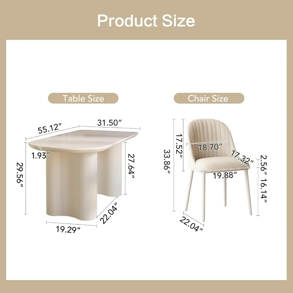 Dining Table Set with 4 Chairs, Modern Kitchen Table Set, Indoor Dining Table for Kitchen, Bar, Living Room, Breakfast Nook