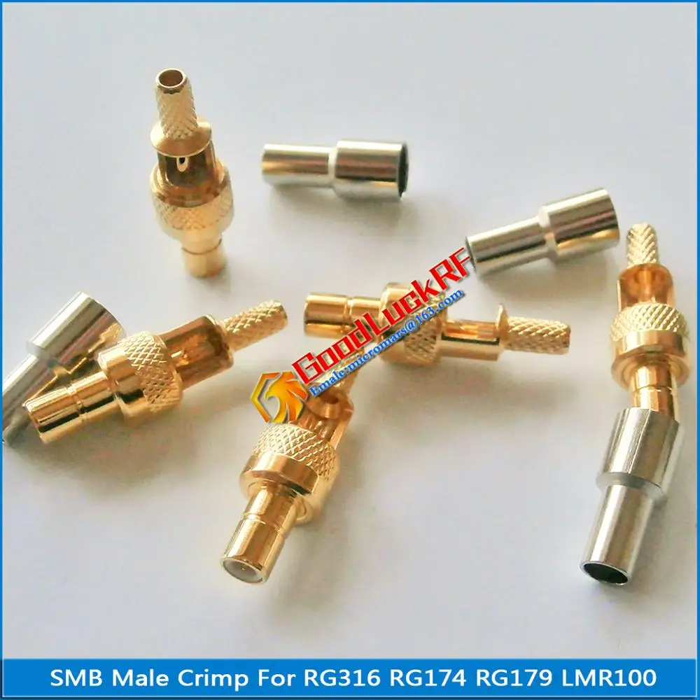 

10X Pcs/lot New RF Connector SMB Male Window plug Crimp for RG316 RG174 RG179 LMR100 Cable Coaxial