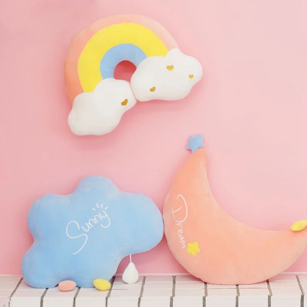 Six Throw Pillows Cloud Crown Moon Sun Rainbow Love Plush Toy Super Soft Rainbow Office Bay Window Decoration Birthday Gifts