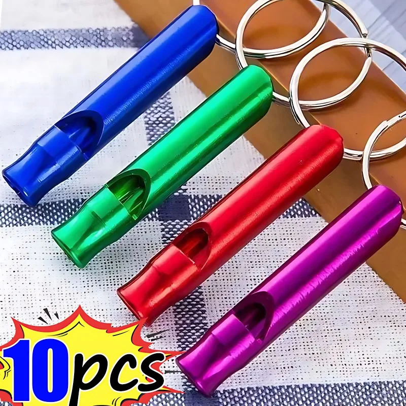 AluminumWhistlesColorfulSlimLongMultifunctionalWhistleswithKey