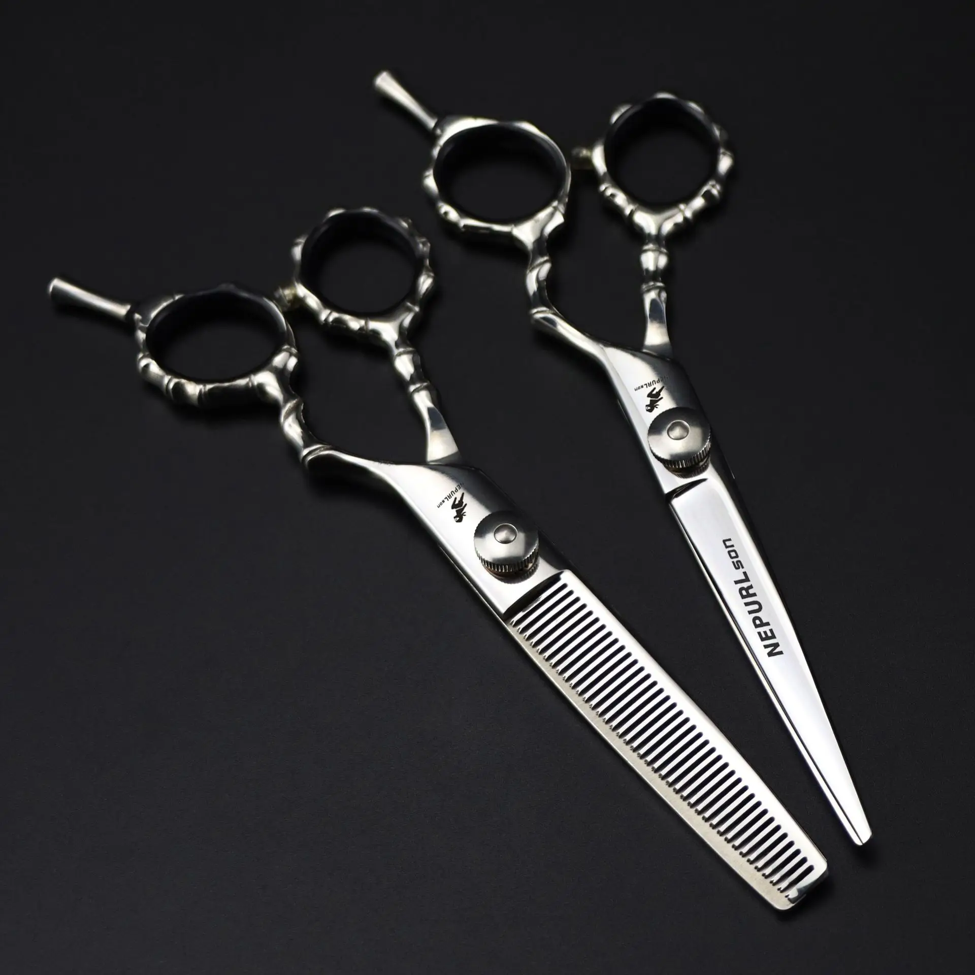 미용실 대나무 헤어 가위, 40 치아 숱기 스타일링 도구, 미용실 이발사 가위, 6 인치