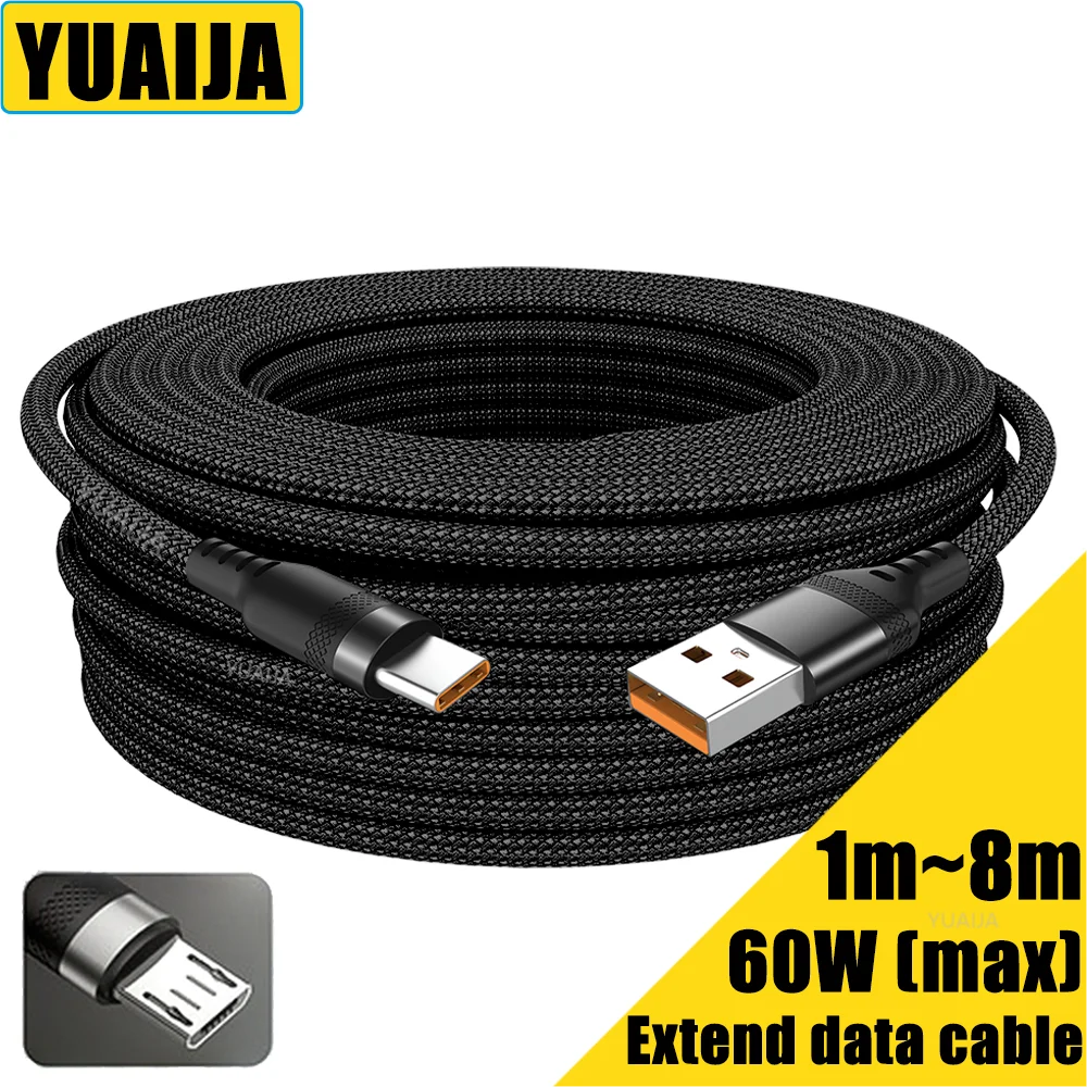 USB Type-C Extended 2M 3M 5-Meter Android Micro USB Fast Charging Cable For Huawei Xiaomi Vivo Oppo And Leeco Phone Data Cable BEST SELLERS
