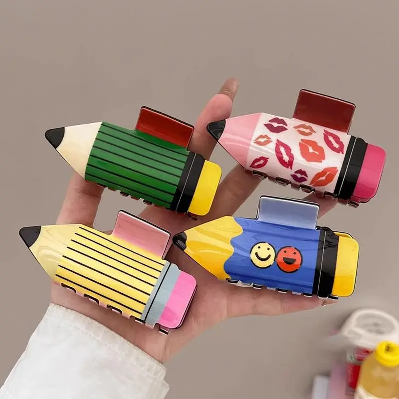 1/6 Stück Damen-Haarklammern, großer Bleistift, Kawaii, niedlich, personalisierbar, modische Haarklammern, lustig, einzigartig, Haarschmuck für Mädchen – Detail 2