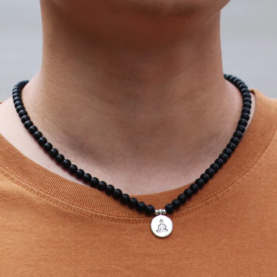 Natural Stone Buddha Necklace For Men