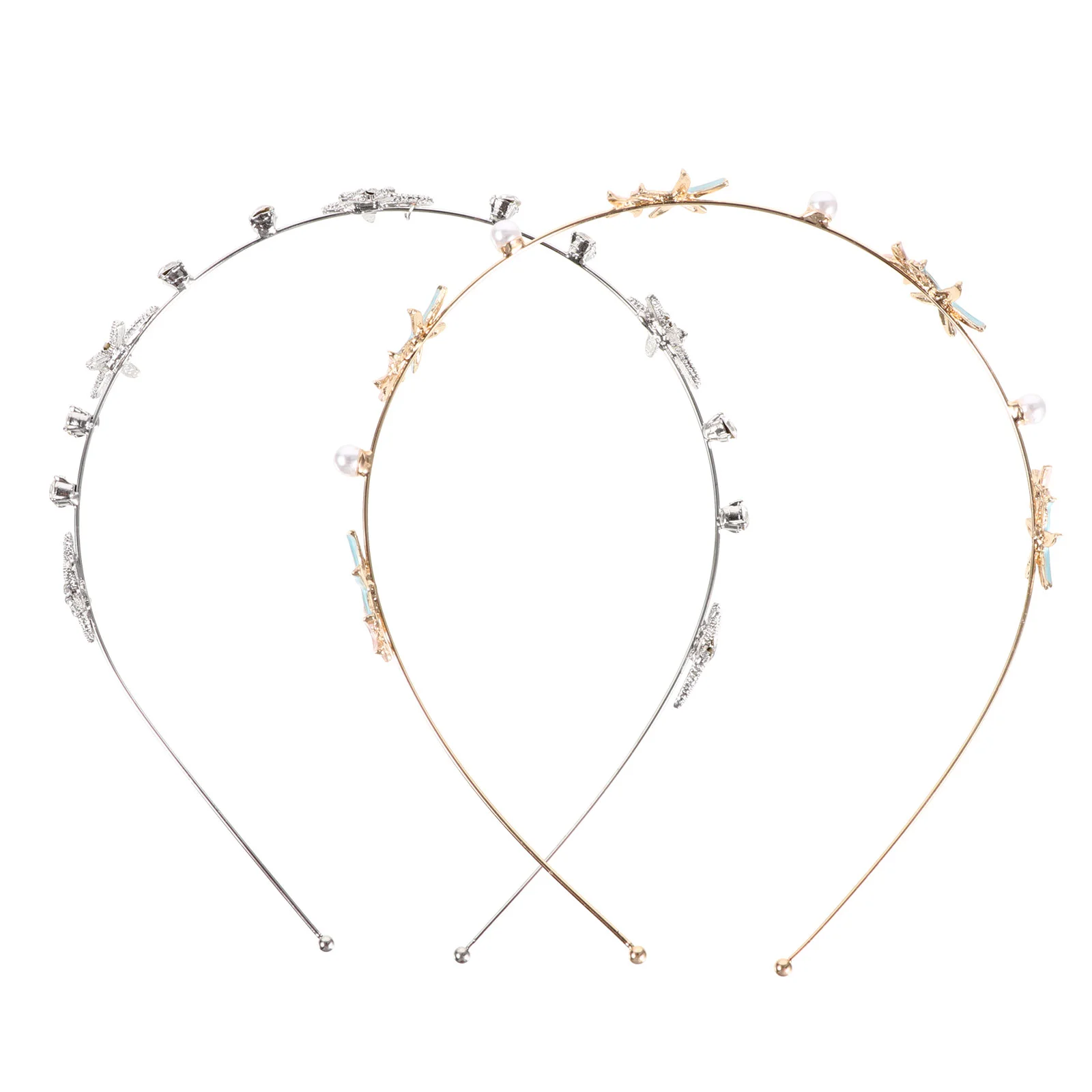 

Headbands, 2pcs Rhinestone Pearl Hairbands Shinny Beach Wedding Bridal Hairhoops for