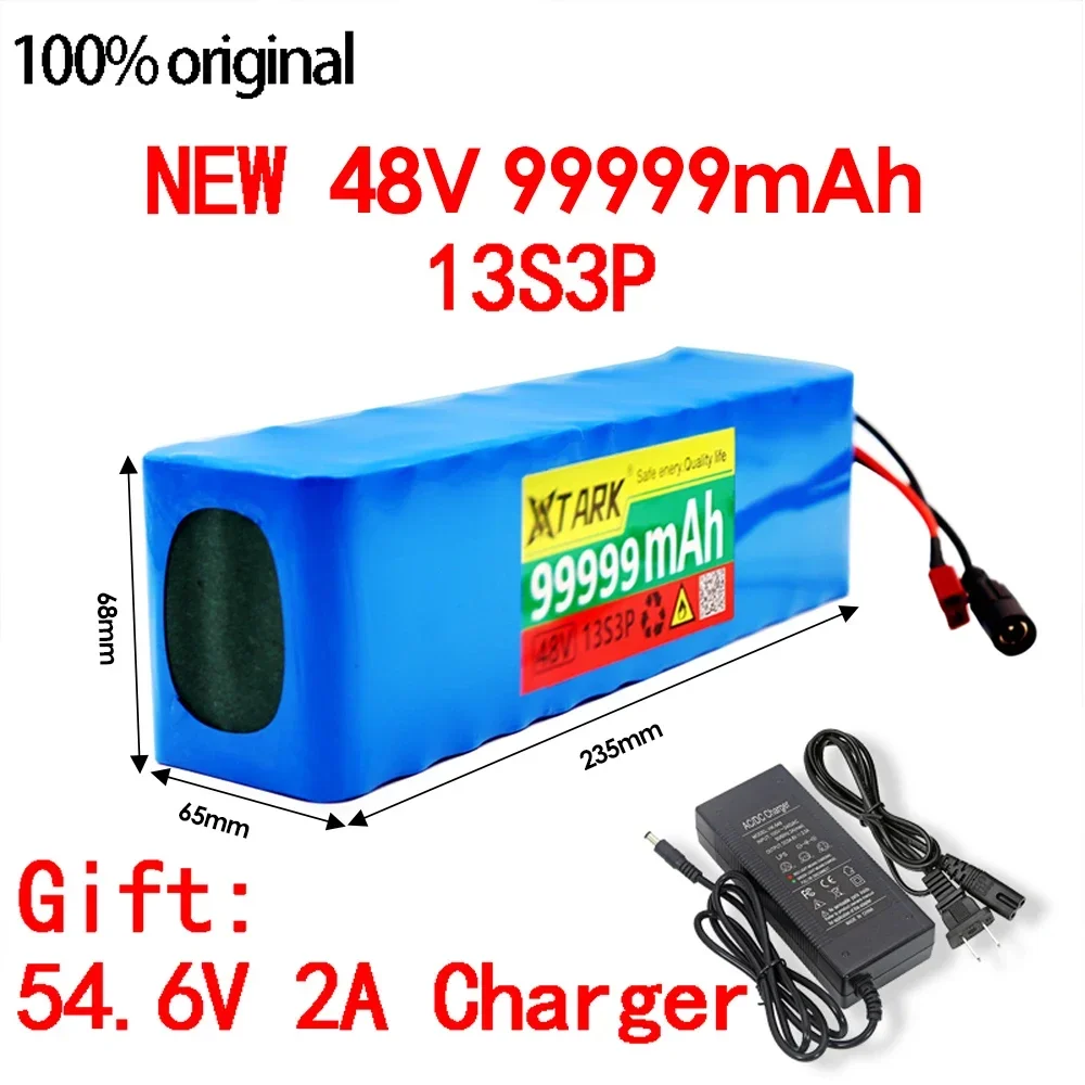 

New 48V 100Ah 1000w 13S3P XT60 18650 100Ah Lithium Ion Battery for Electric Bike Scooter with BMS and Charger