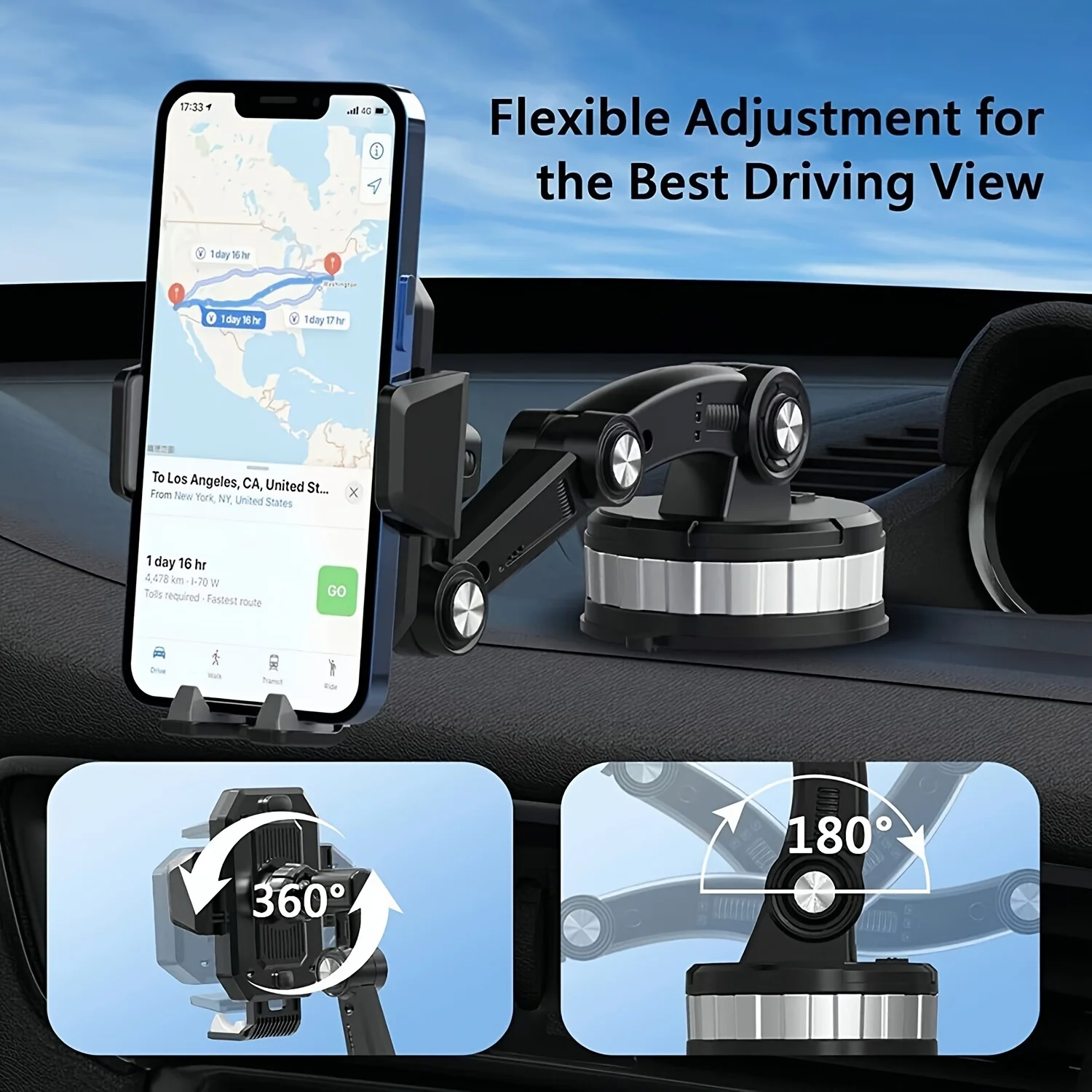 Multifunctional 360° Retractable Rotary Adjustment Universal Car Phone Bracket, for Car, Truck, Engineering Vehicles car holder