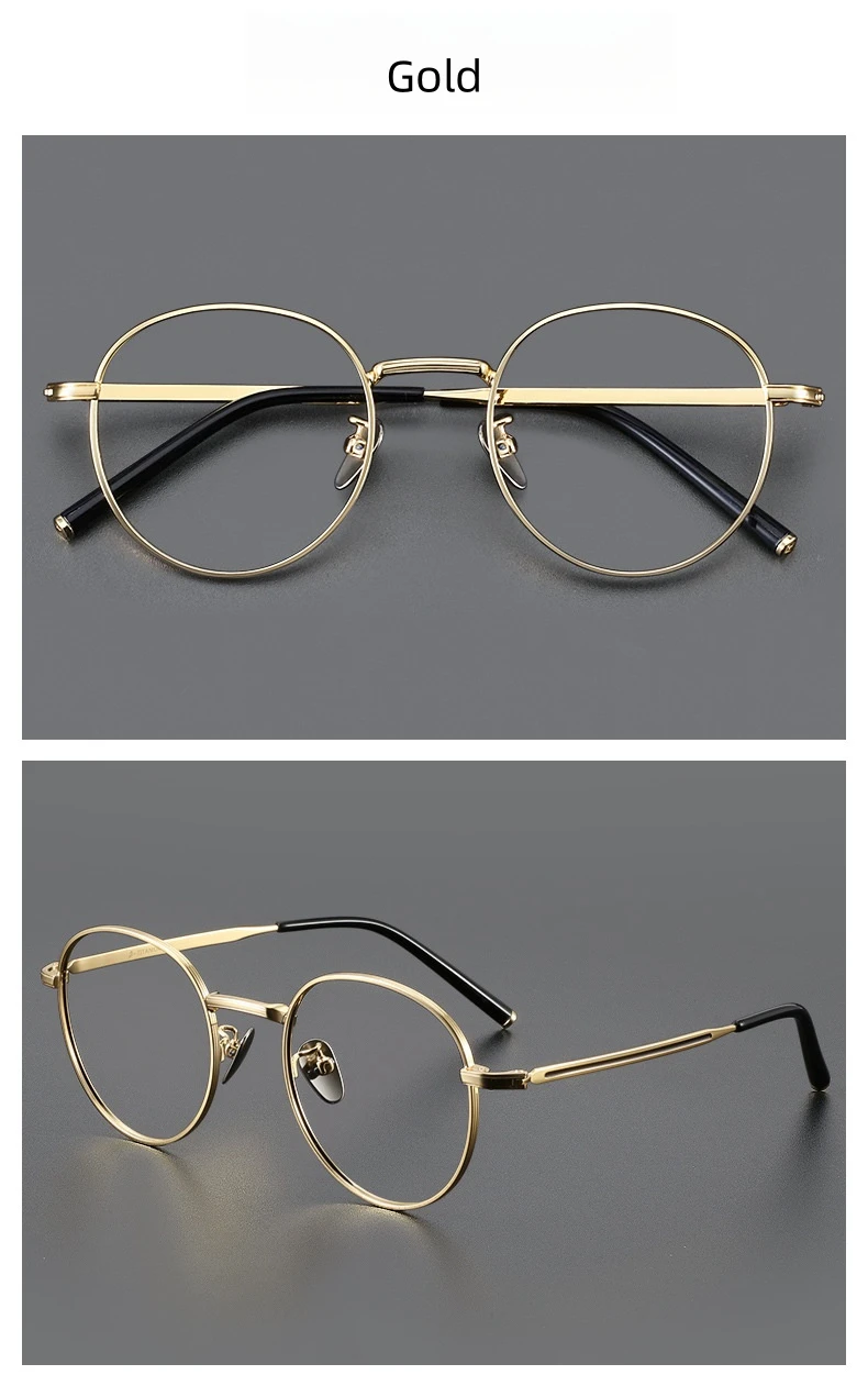 FIRADA Mode Brillen Retro Reinem Titan Runde Brille Komfortable Optische Brillen Rahmen Für Männer Frauen 1820-C – Detail 8