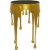 Aluminum Metal Abstract Melting Drip Accent Table with Melting Design and Shaded Glass Top, 16' X 16' X 25', Gold 6