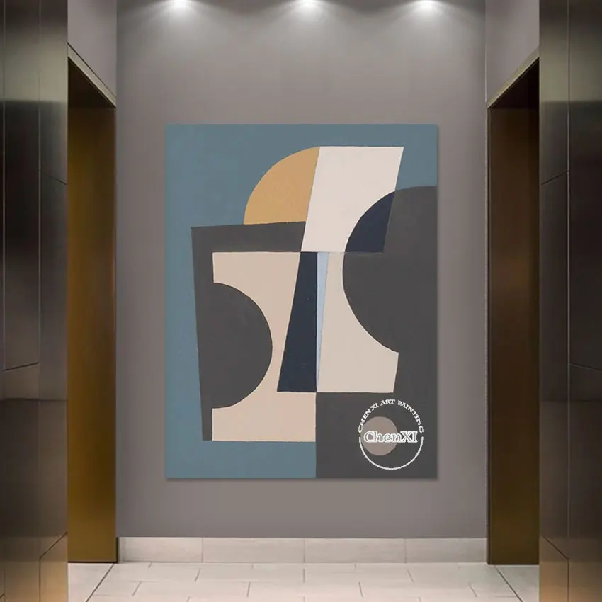 

Роскошное настенное искусство ручной работы геометрические формы холст картина большой отель Декор Цвета акриловая живопись плакат оптовая цена искусство