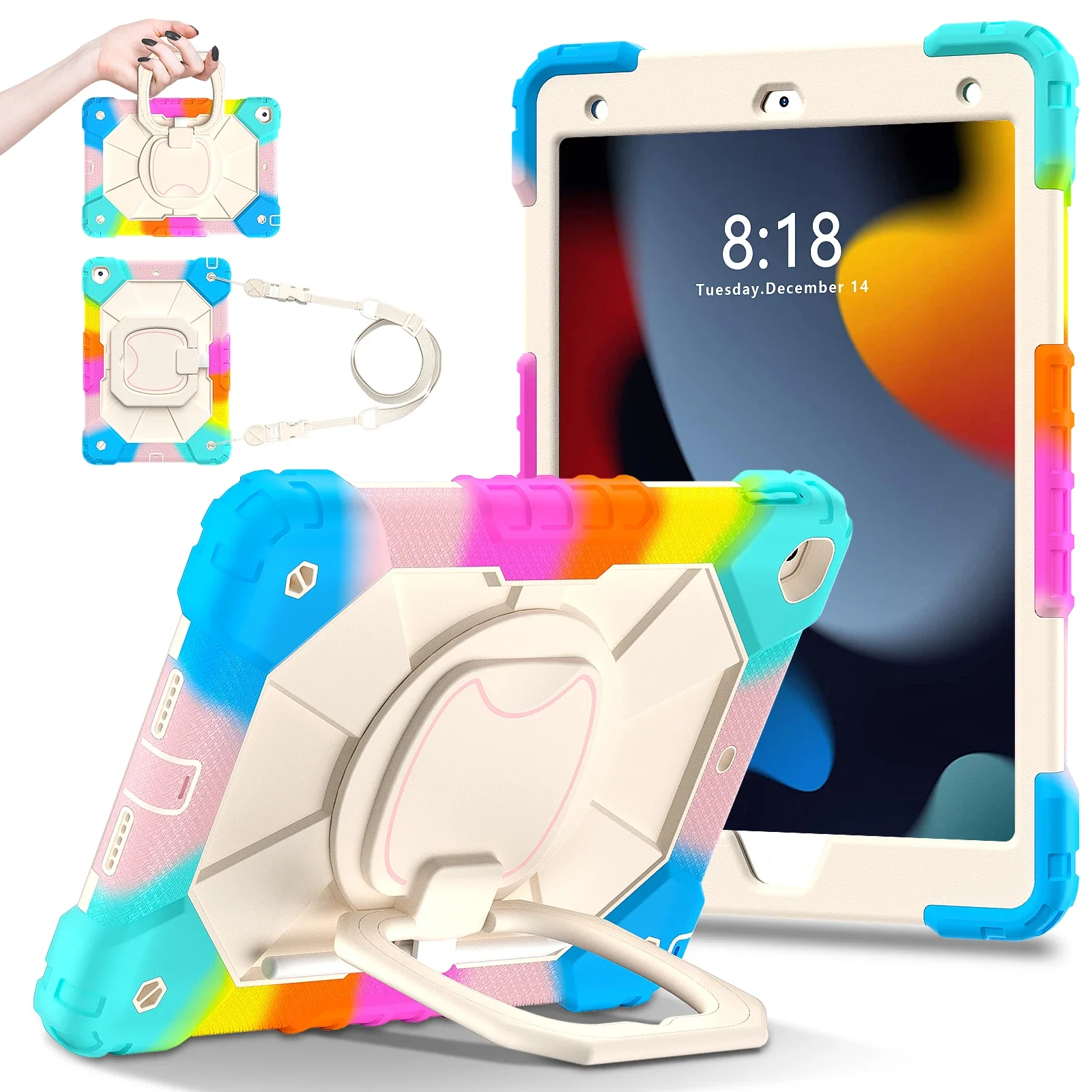 Heavy Duty Shock-Resistant Rotating Stand Tablet Case Cover
