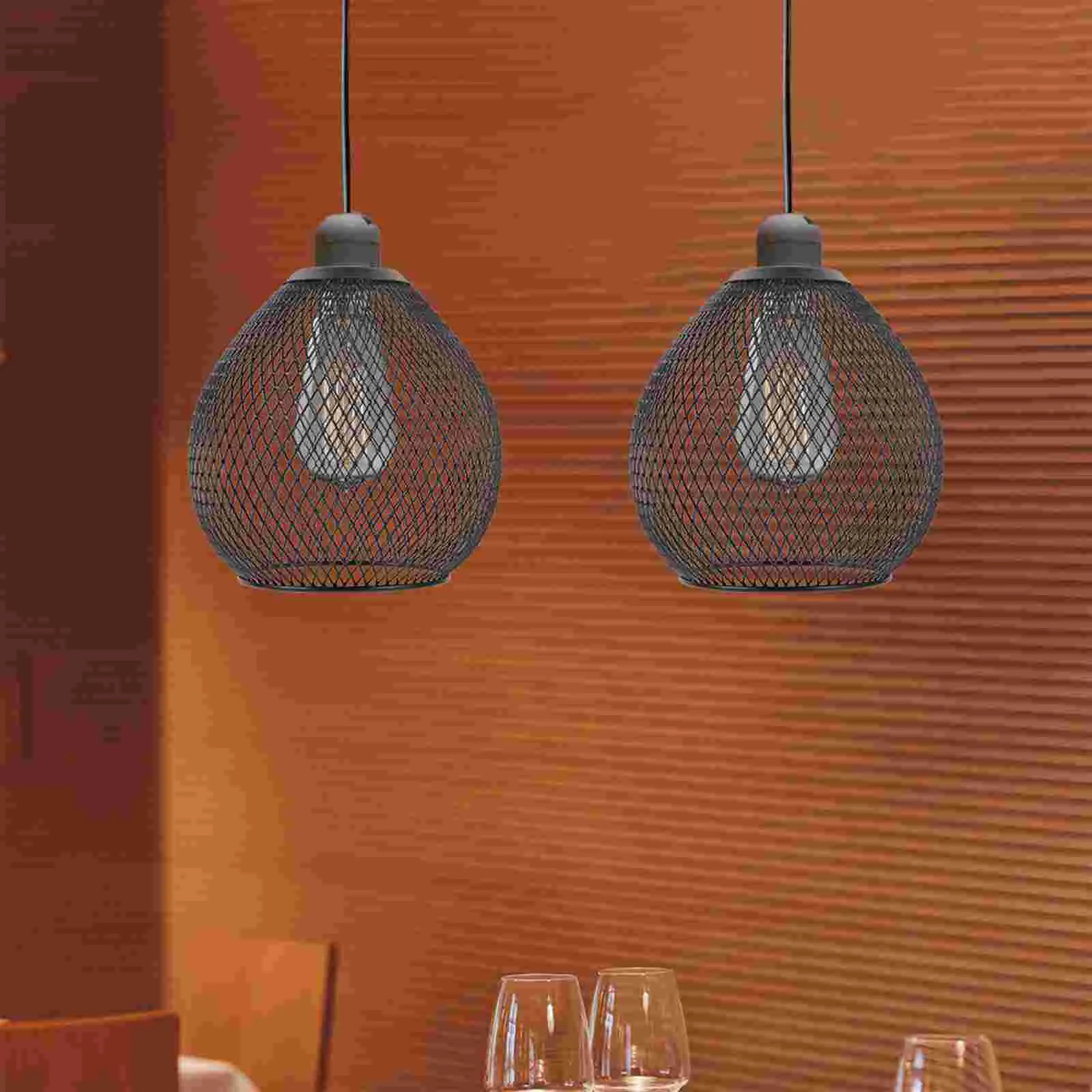 

Кованый железный абажур с отверстиями, винтажный Потолочный подвесной светильник, оттенки с блокировкой металлического экрана