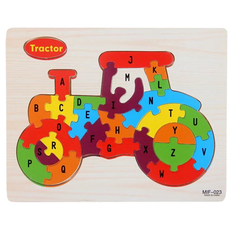 Kids Intelligence Baby Toy Wood Puzzles Cognition English Letter Building Wooden Animal Jigsaw Puzzle Toys for Children Toddler 4