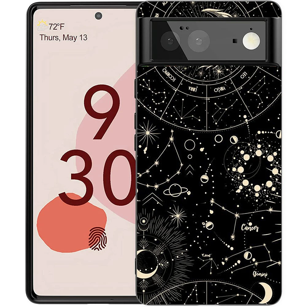 Suns Moons Clouds Astrologische Handyhülle für Google Pixel 8 7 6 7A 6A Pro 5G, stoßfestes Silikon, 9 Pro XL 8 Pro 5G Shell – Detail 7