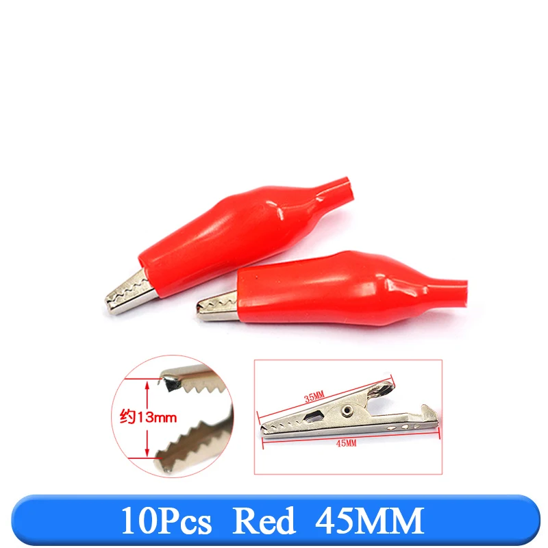 Alligator Clip 10Pcs 28MM/35MM/45MM Metal G98 Crocodile Electrical Clamp for Testing Probe Meter Black/Red with Plastic Boot alligator clips,electrical clamp,test clip