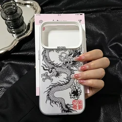 Matte Black Luxury Dragon Pattern Phone Case with IMD Cover - iPhone 15 Plus (1)