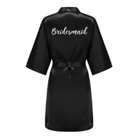 Black Women Silky Satin Robe Wedding Bridal Party Bride Bridesmaid Robes Kimono Loungewear Dressing Gowns - Image 4