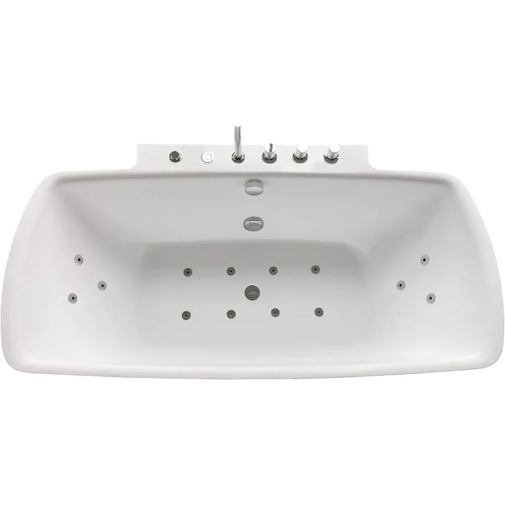 Whirlpool Bathtub with Hydraulic Massage Vortex Jet and Adjustable Bubble Injection System, Handheld Shower, Center Drainage 3