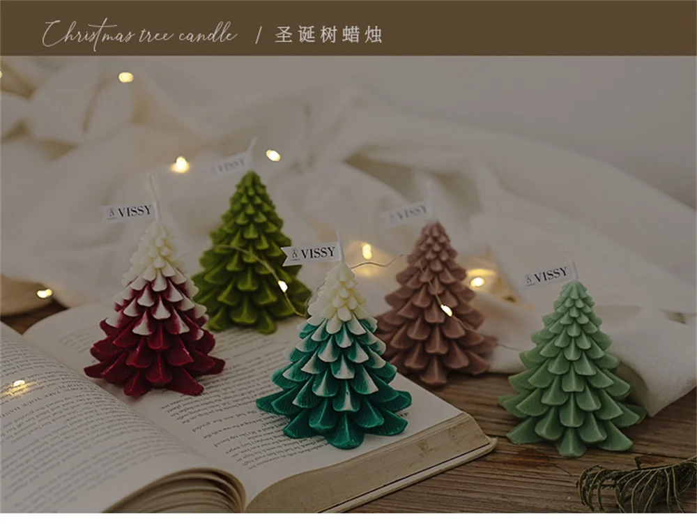 Description Picture 2 of itemNew Christmas Tree Candle Mold DIY Xmas Decoration Handmade Epoxy Resin Silicone Candle Mould Aromatherapy Soap Candle Wax Molds