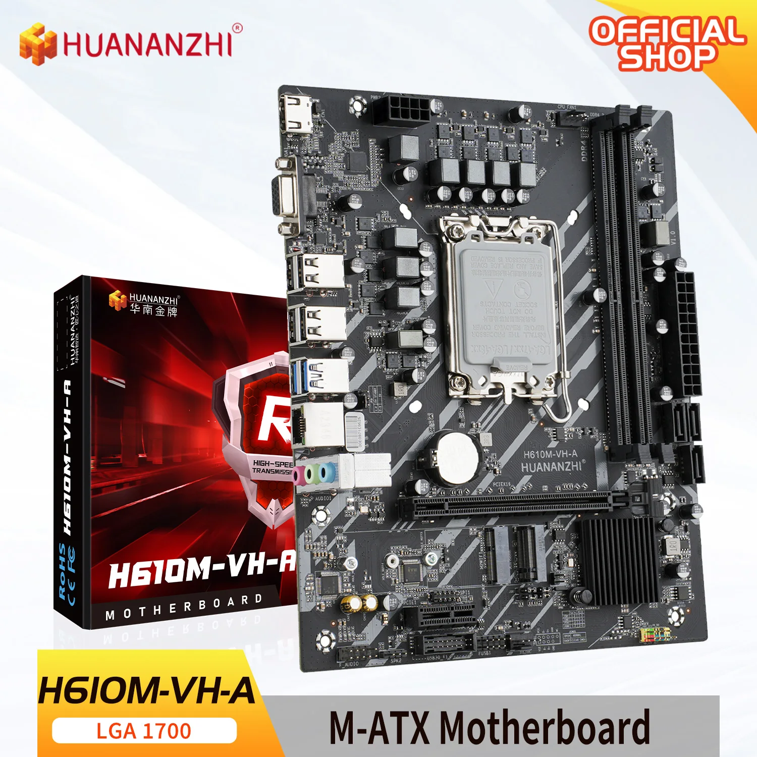 Huananzhi H610M Vh A M-Atx Ddr4 Supporto Per Scheda Madre 12 13 Gen (Cpu Intel Lga 1700 12100F 12400F 12490F 12600F 12700F 13600F)
