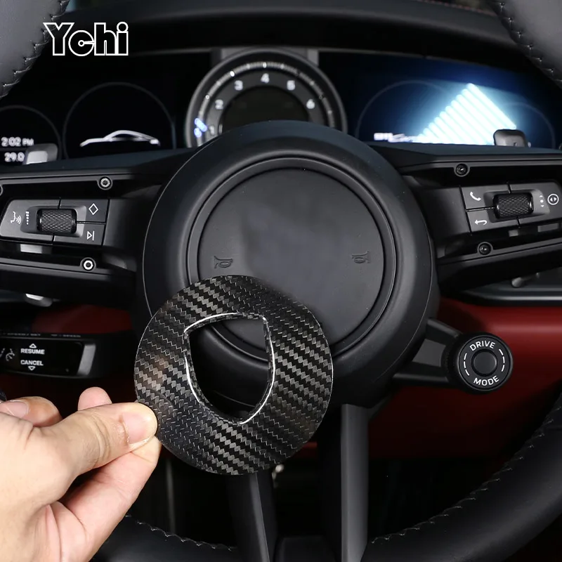 

Steering Wheel Decoration Panel Cover Real Carbon Fiber Car Interior Styling Accessories For Porsche 911/Taycan/Macan/Panamera