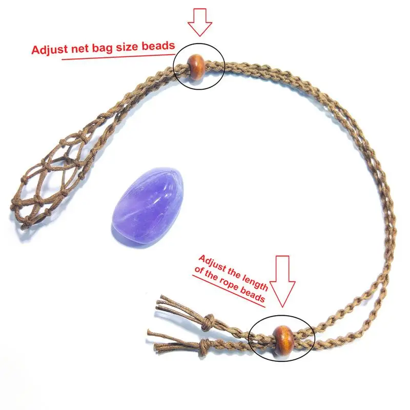 Adjustable Braided Necklace Cord DIY Wax Rope Empty Stone Holder Natural Quartz Crystal Raw Jewelry Making Net Bag Pendant 1pc