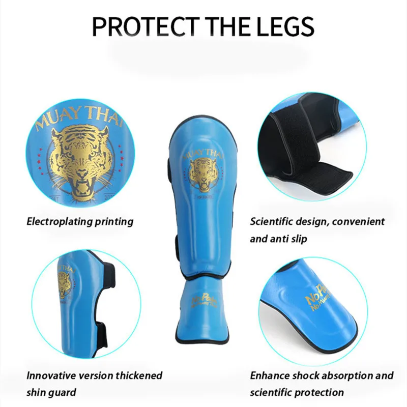 Muay Thai Children's MMA Boxing Shin Guard Instep Leg Protector Pads PU Leather Thicken Kick Foot Training Support Leg Warmers