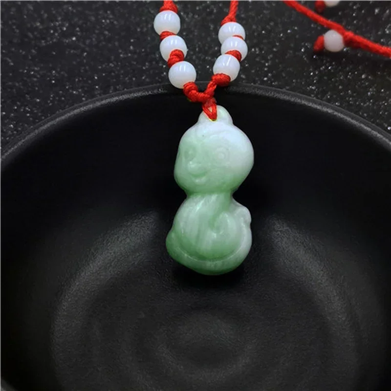 Pendant Necklace Natural White Jade Chinese Zodiac Hand-Carved for Women pendant necklace